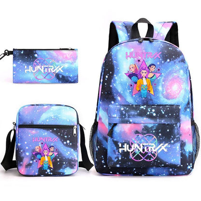 2026 KPop Demon Hunters Huntrix Print Student Backpack School Bags for Girls Pencil Case Set Anime Cartoon Girl'S Birthday Gift