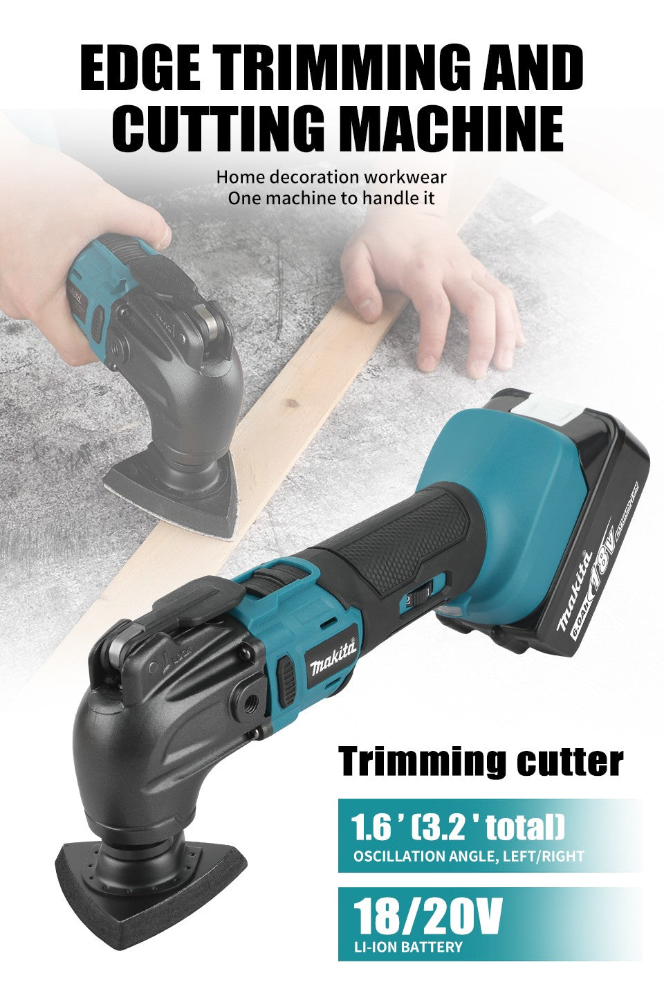 Ferramenta Multiuso Oscilante de Liberação Rápida sem Escova Makita 18V Ferramenta Multifuncional Renovadora Aparador Elétrico Compatível com MAKITA 18V