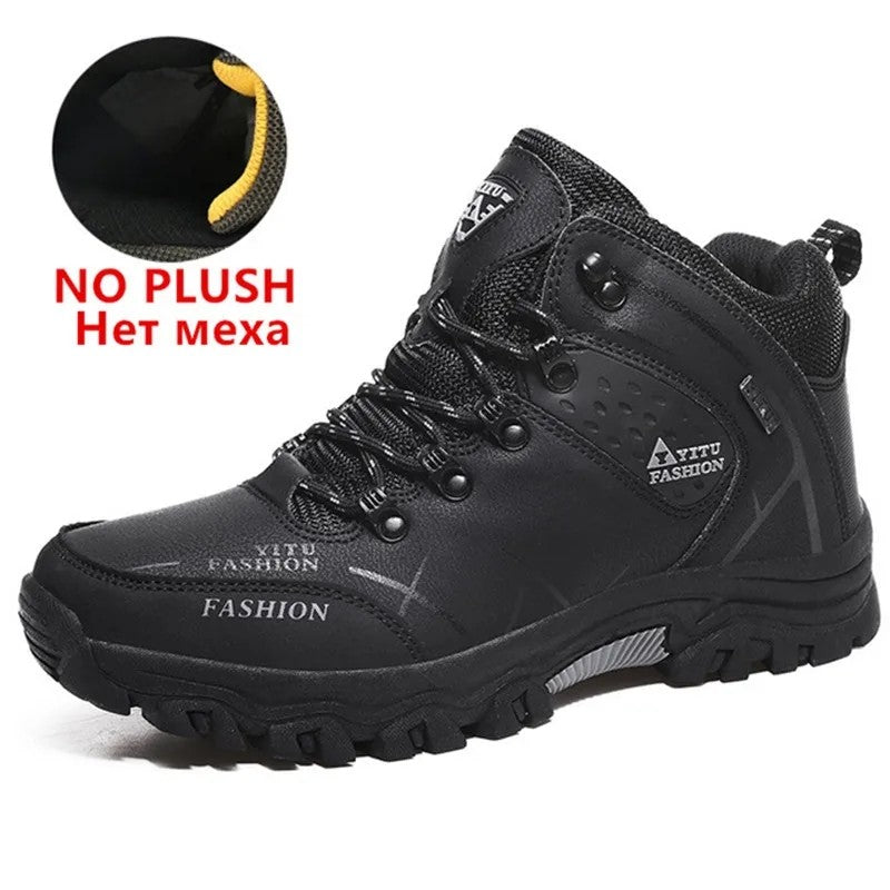 Botas de Neve Masculinas de Inverno Impermeáveis de Couro Tênis Super Quentes Botas Masculinas Botas de Caminhada ao Ar Livre Sapatos de Trabalho Tamanho 39-47