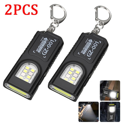Mini COB LED Flashlight USB Rechargeable Torch with Magnetic Portable Powerful Working Light Outdoor Emergency Keychain Light