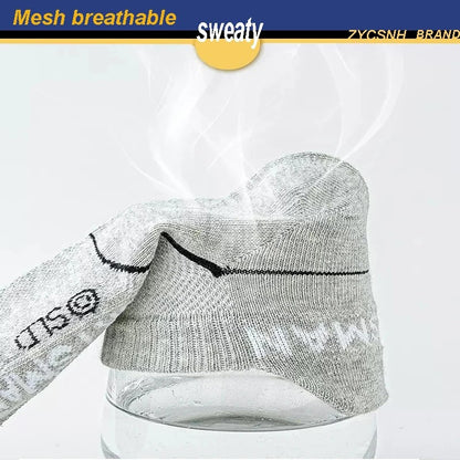 5 Pares Meias esportivas de alta qualidade Verão Masculino Meias Curtas Masculinas Respiráveis Meias de Tornozelo Algodão Fina Pretas Meias Masculinas de Corrida