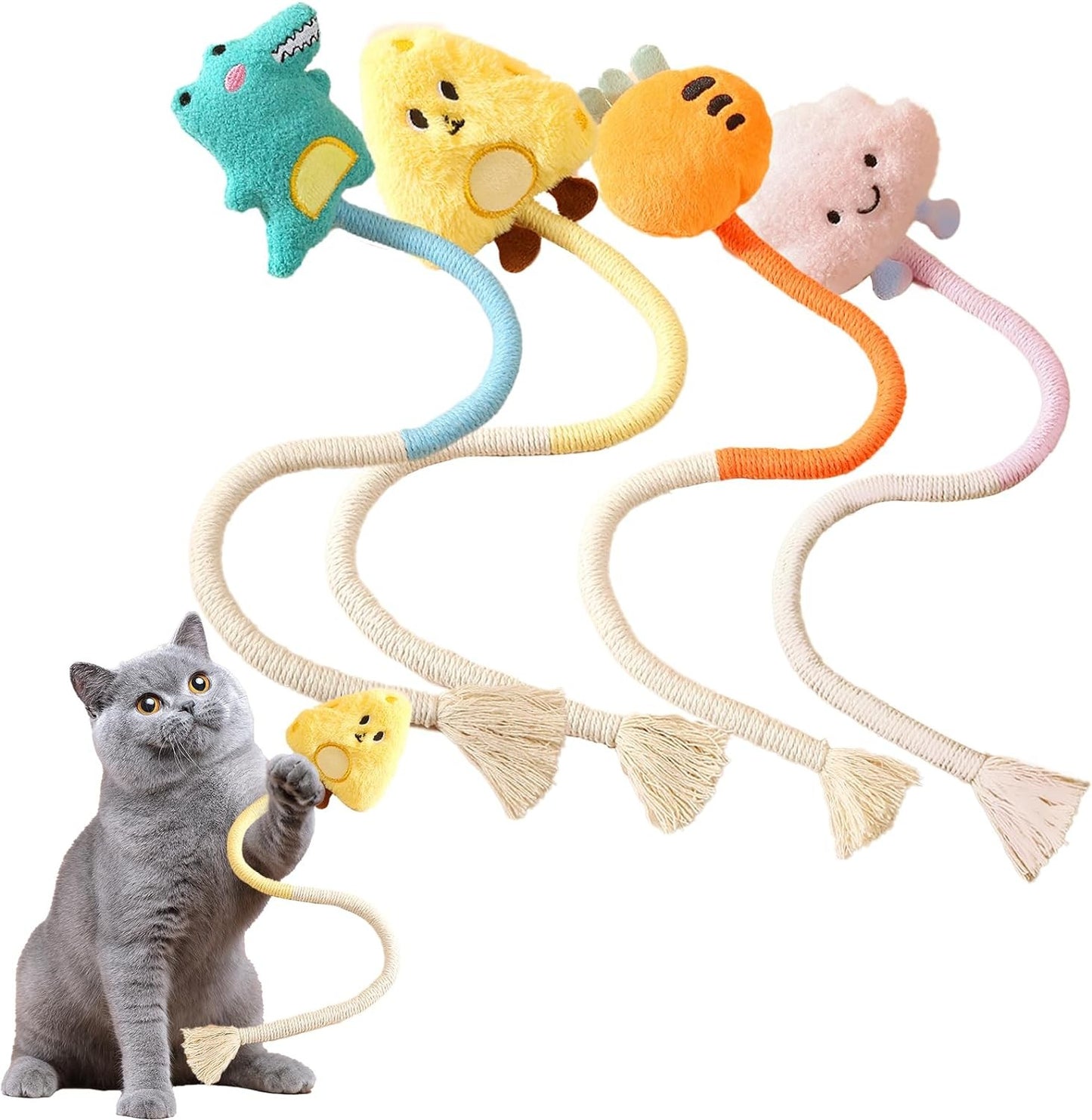 Arranhador de Gato de Corda Brinquedo de Corda de Algodão Resistente à Mordida para Mastigar Protetor de Móveis com Garra de Pata Brinquedo de Arranhar Gato Quebra-Cabeça de Formato Fofo