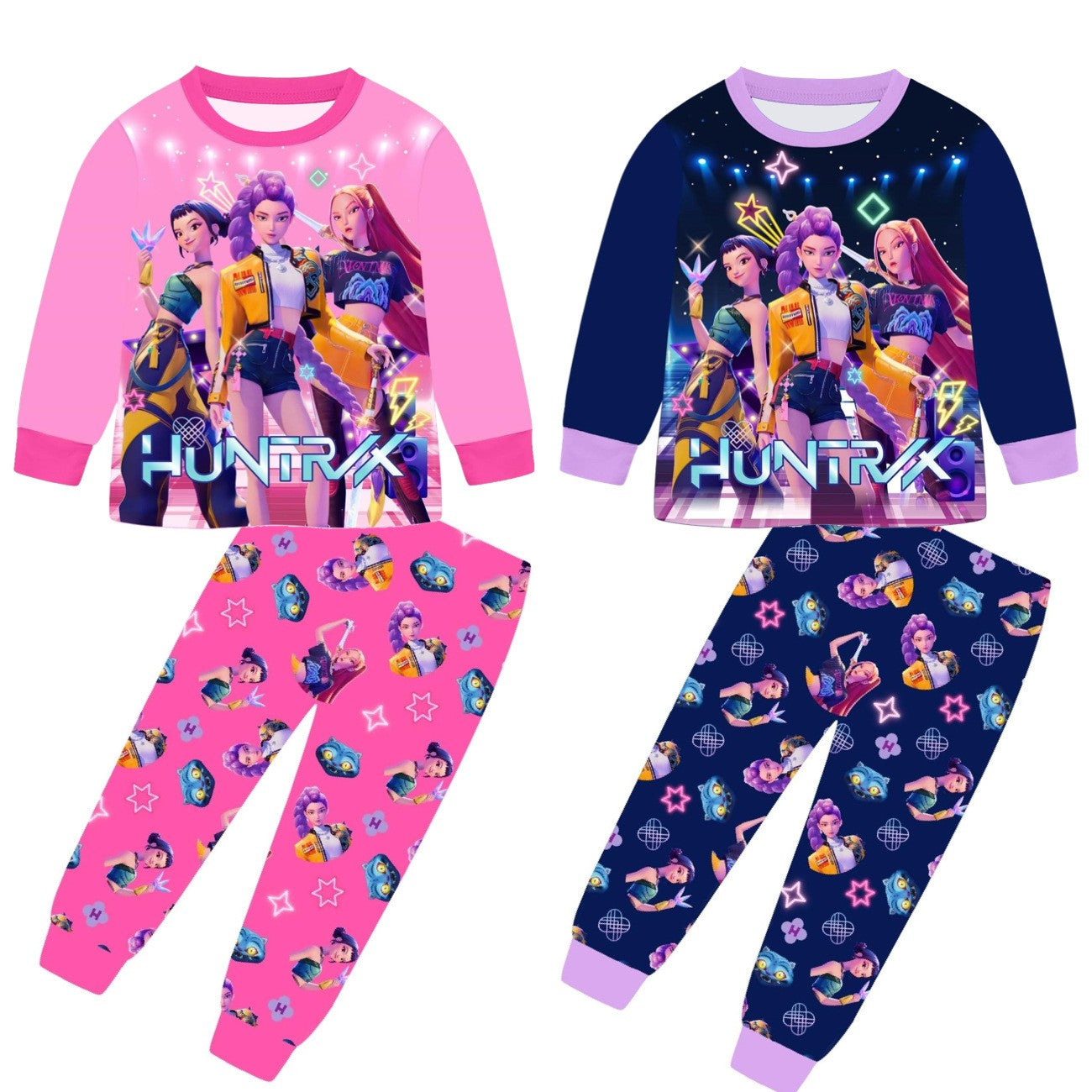 Anime Kpop Demon Hunters Zoey Costume Kids Huntrix Rumi Girls Tshirt Pants Sets Autumn Pajamas for Children's Clothing 3-14Years