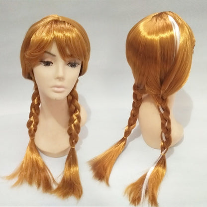 Anna Wig Children Princess Cosplay Accessories  Anna Party Headwear Synthetic Wig