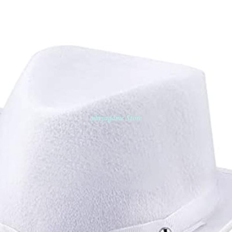Y88A Creative Rivet-Decor Felt Cowboy Hat Cowgirl Big Brim Accessor