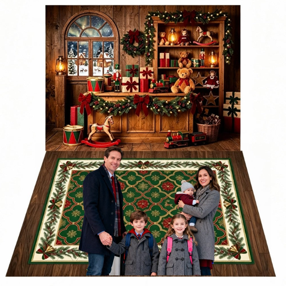 Christmas decoration scene photo studio photography background toy store teddy bear gift box Christmas yard decoration supplies