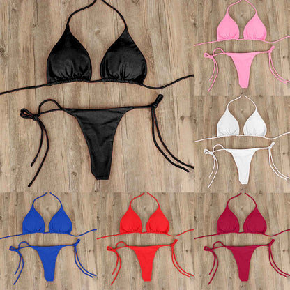 Women's Summer Swimsuit Sexy Bikini Set Push-up Padded Bra Thong Two Pieces Swimwear Beachwear Bathing Suit Female Sexy Swimsuit
