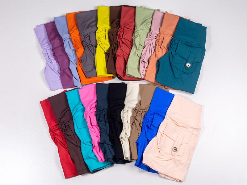 QINACTIVE Yoga Shorts for Women Pocket Scrunched Butt Gym Leggings High Waist Push Up Tights Sexy Booty Sports Shorts Fitness