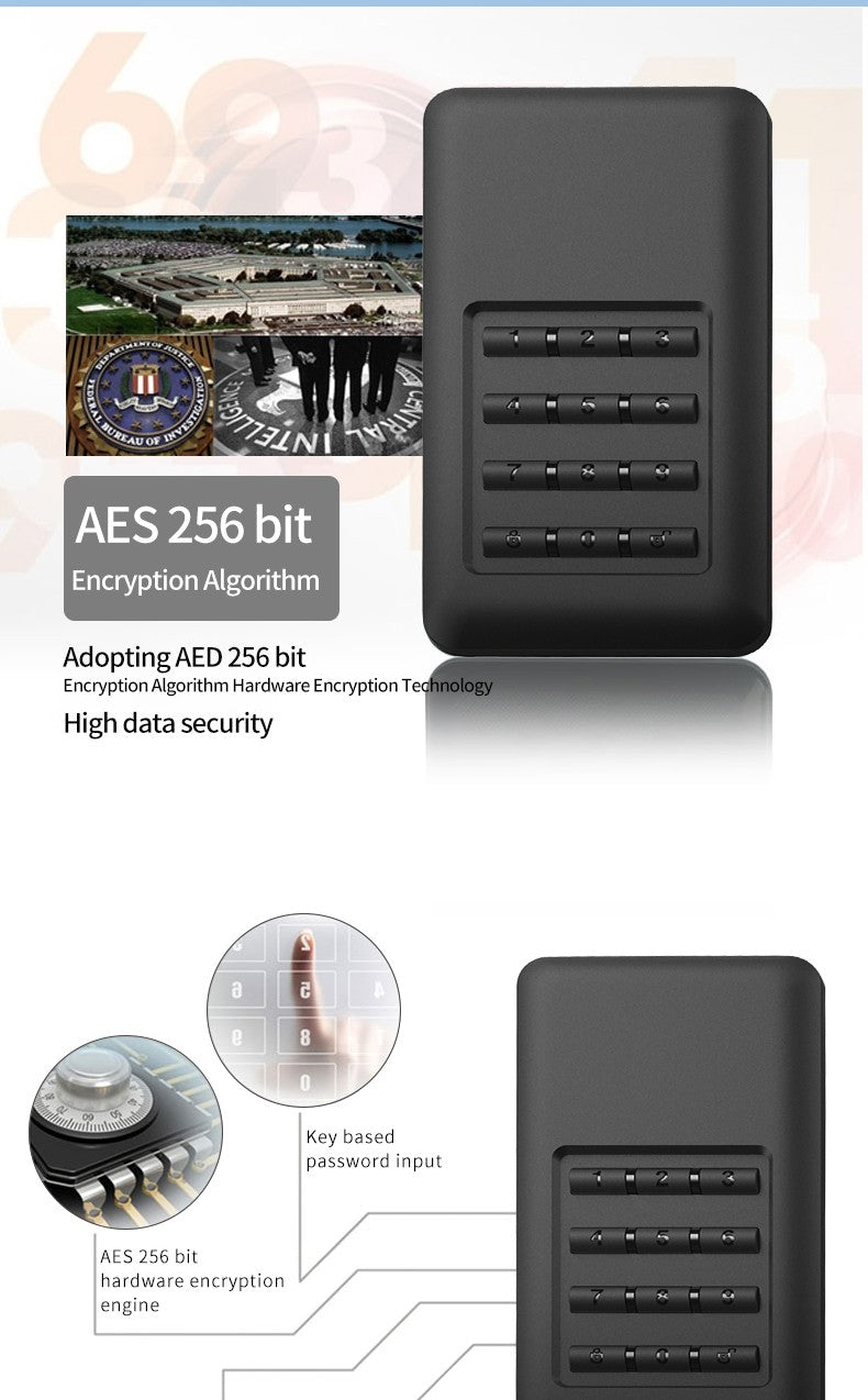 GODO M.2 MSATA Criptografia de hardware USB3.0 Criptografia de disco completo Instalação sem ferramentas com senha Caixa de disco rígido móvel 2,5" Sata