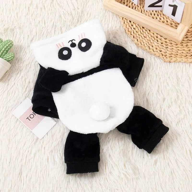 Roupa de Cachorro Panda Transformação Nova Roupa de Inverno Grossa Quente para Cães Pequenos Corgi Teddy Bichon Roupa para Gatos
