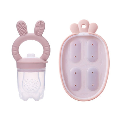Silicone Baby Fruit Feeder With Cover Fruit Vegetable Food Supplement Bite Soother Nibbler Feeding Tableware Teething Pacifier