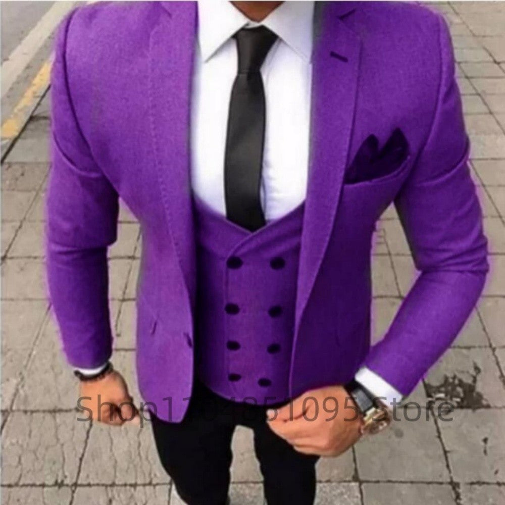 Fashionable brown suit set Suitable for formal occasions such as dinner parties, weddings, and business events. Three pieces, id