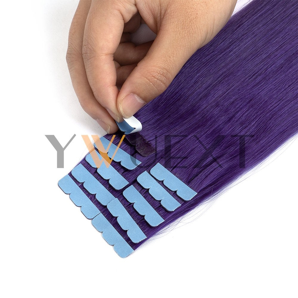 Cabelo Humano em Fita Mini YWUEXT em Cores Fantasia 12-20 polegadas Liso Natural Sem Costura Extensões de Cabelo em Fita para Penteado de Saída