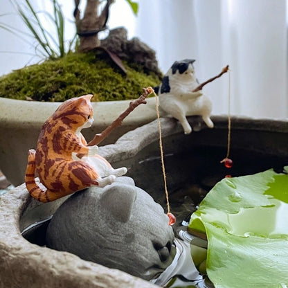 Gato-pescador Decoração de Interiores de Carro Resina Fofa com Óculos de Tubo Pingente para Retrovisor de Carro Saída de Ar para Acessórios de Carro