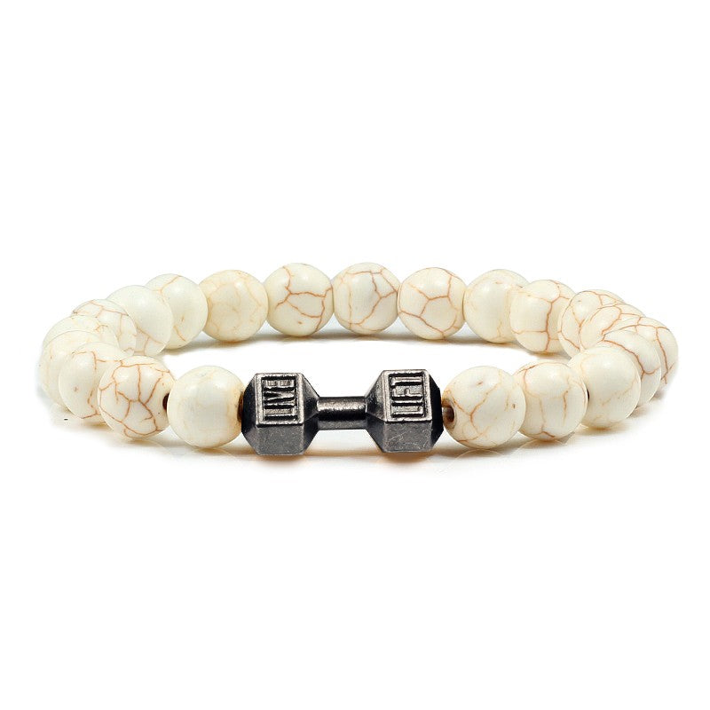 Pulseira Feminina/Masculina Ajustável Desgastada Preta, com Contas, Haltere, Joias de Yoga, Braceletes Originais