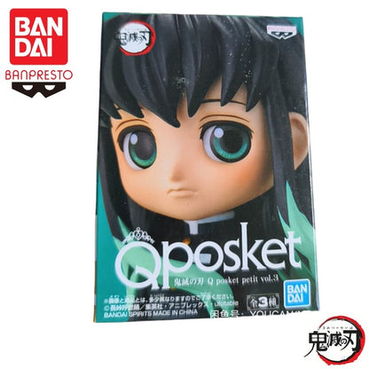 Em estoque Bandai Banpresto Original Demon Slayer Qposket Petit Giyuu Muichirou Obanai Boneco Marca Nova Caixa Figura de Ação Garagem