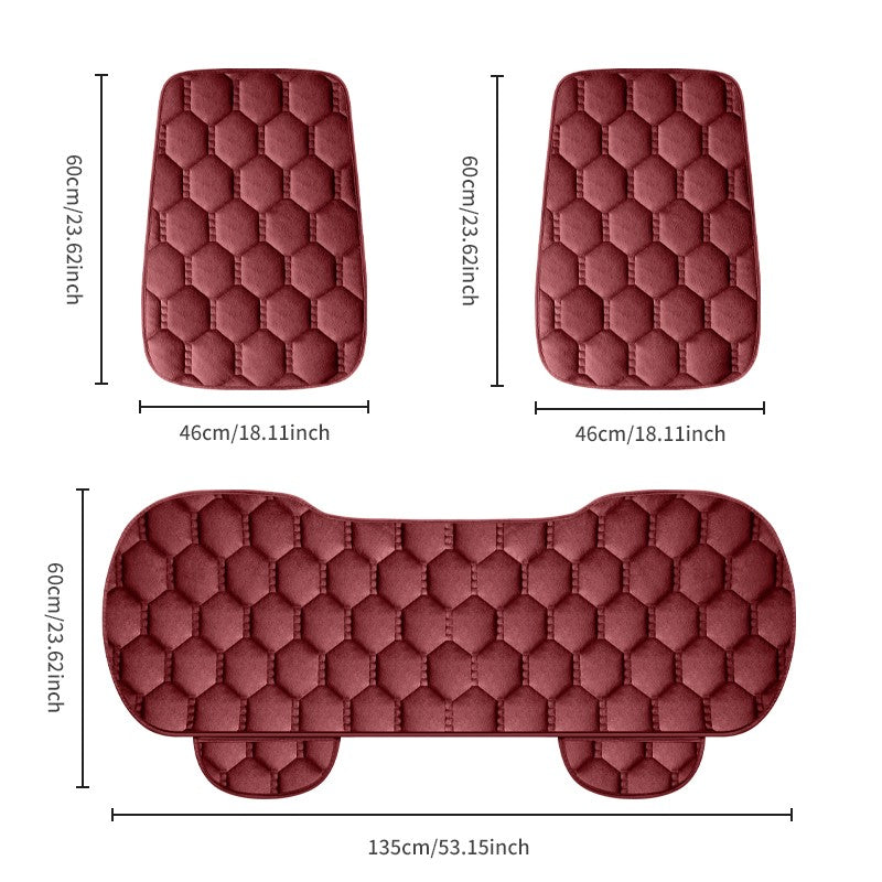 Car seat cushion three piece set, single seat, single piece, winter plush backrest, no binding, anti slip, cold resistant pad