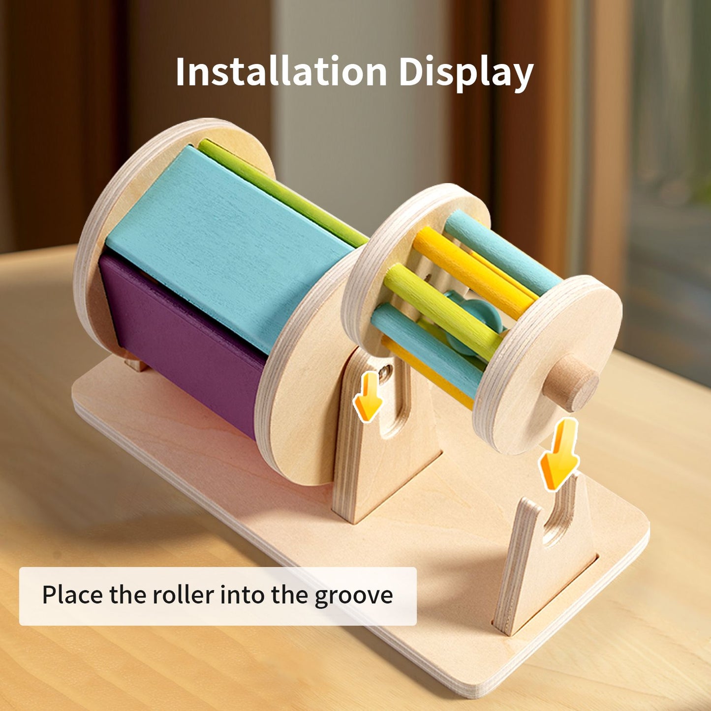 Newest Wooden Drum Baby Toys Bright Color Sensory Montessori Drum Toys Hottest Kids Rolling Drum Toys Early Childhood Education