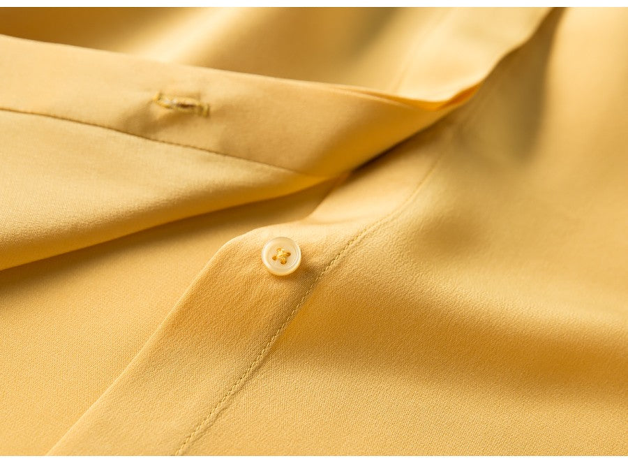 2025 Spring New Women's Silk Shirt Women's Long Sleeve 100% Mulberry Silk Blouse 16 MM White-collar OL Style Shirts For Women