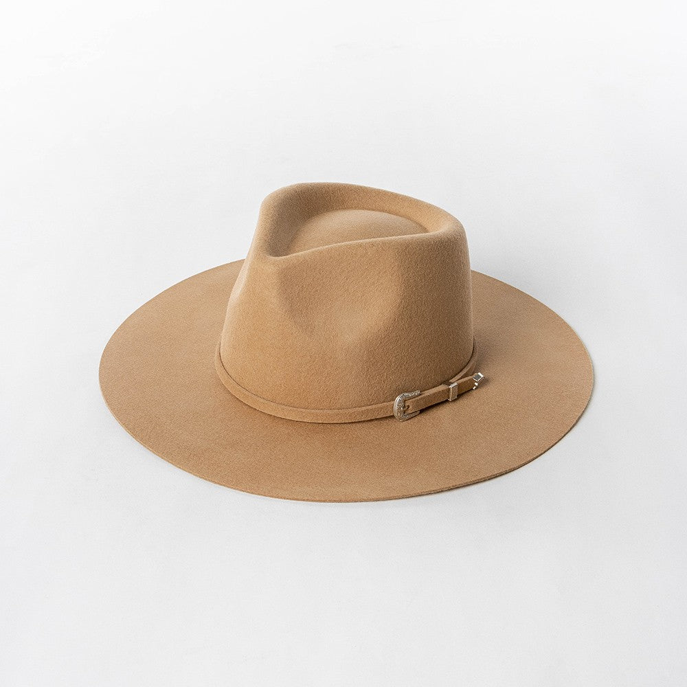 Chapéu Fedora de Feltro 100% Lã Australiana com cinto de feltro e aba larga de design moderno
