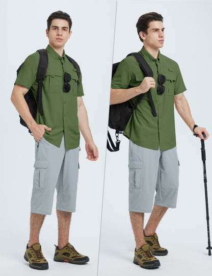 TACVASEN UPF 50+ Sun Protection Shirts Men's Quick Dry Outdoor Fishing Hiking Shirt Mesh Breathable UV Work Cargo Shirts Men