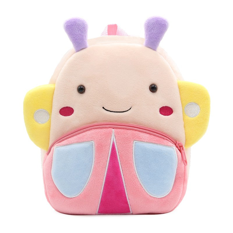 Mochila escolar para meninas, mochila infantil fofa de borboleta rosa de pelúcia, mochila escolar para jardim de infância