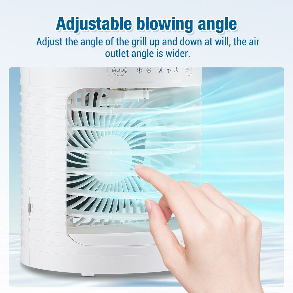 Ar Condicionado Portátil Ventilador de Mesa Spray Duplo Atomização Ultrassônica 3/4 Velocidades Silencioso Refrigerador de Ar Luz Noturna Ventilador Elétrico Doméstico