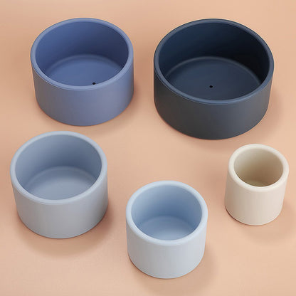 TYRY.HU 1set Baby Silicone Building Block BPA Free Round Cup Soft Block 3D Educational Montessori Toys Baby Teether Gifts