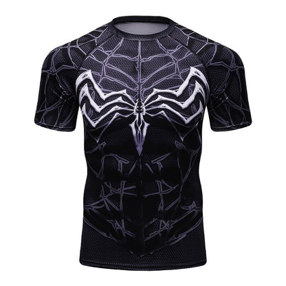 MOTO-Men's 3D printed street fashion trend spider series summer quick drying short sleeved T-shirt