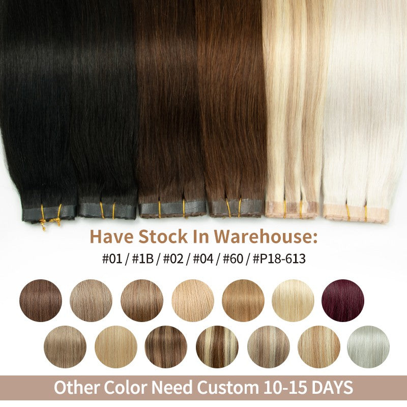 Extensões de cabelo humano Butterfly Twin Tabs Invisible Weft Trama Invisível Fita Plana PU Buraco Invisível Cabelo Humano Real de 25cm Sem Cola 40-50g