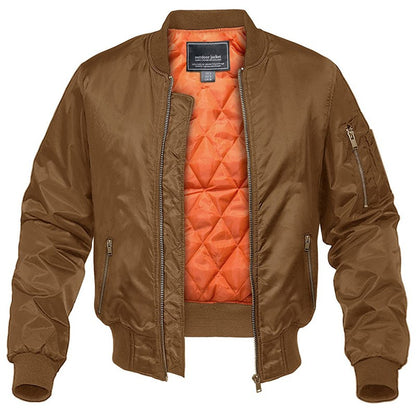 MAGCOMSEN Men's Aviator Jackets Thick Warm Orange Lining Bomber Jackets Fall Winter Casual Windproof Coats