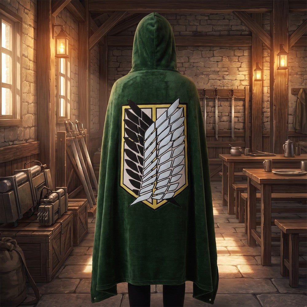 Attack on Titan Hoodie Cloak Anime Shingeki No Kyojin Pajamas Blanket Cloak Levi Cosplay Flannel Shawl Blanket Comfy Homewear