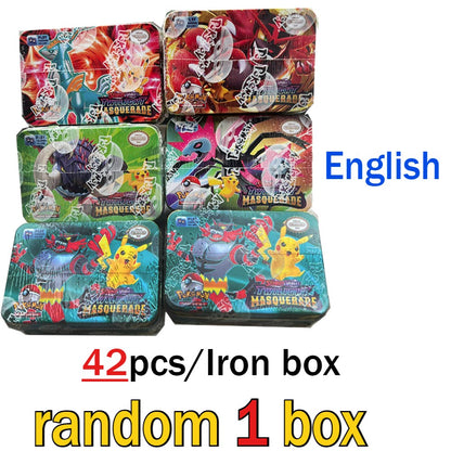 Hot 41/42/48/68/118/210 Caixa de Ferro Pok é mon Pikachu Trading Game Card PTCG Mewtwo Sylveen Série de Brinquedos Anime Battle Card