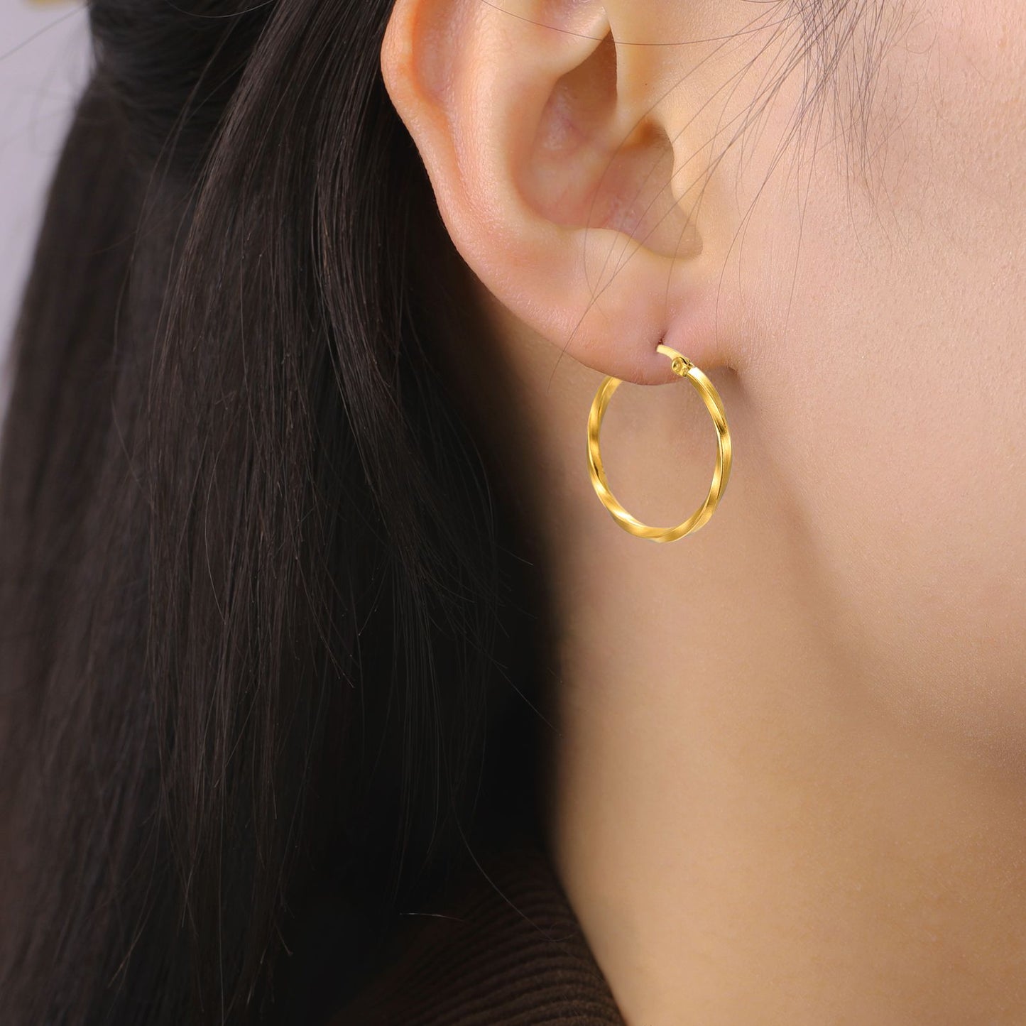 Brincos de Argola Geométricos Cazador Femininos 28-54MM Banhados a Ouro Real Aço Inoxidável Brincos Tendência 2025 Joias Festa Presente de Aniversário