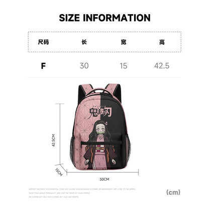 Anime Demon Slayer Tanjiro Nezuko 3D Printed Backpack for College Students Large School Bag 15 Inch Laptop Bag Middle School