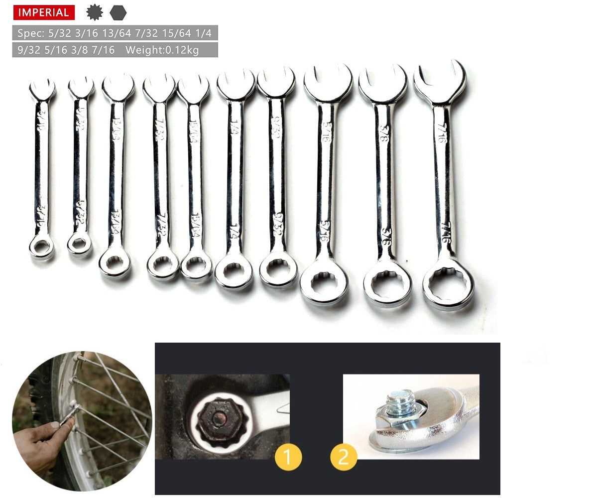 Conjunto de 10 Chaves Mini-inglesas Ferramenta Manual Chaveiro Chave à Prova de Explosão de Bolso Tipo Britânico/Métrico