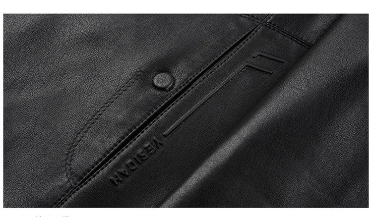 Spring and Autumn New Men's Lapel Leather Jacket Male Business Casual Middle-aged Men's Handsome Short Leather Coat Jackets 2025