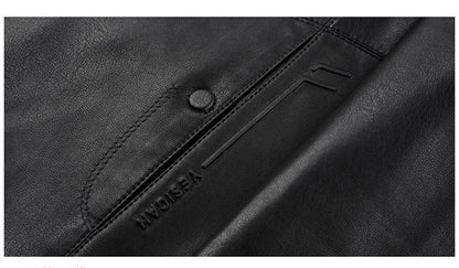 Spring and Autumn New Men's Lapel Leather Jacket Male Business Casual Middle-aged Men's Handsome Short Leather Coat Jackets 2025