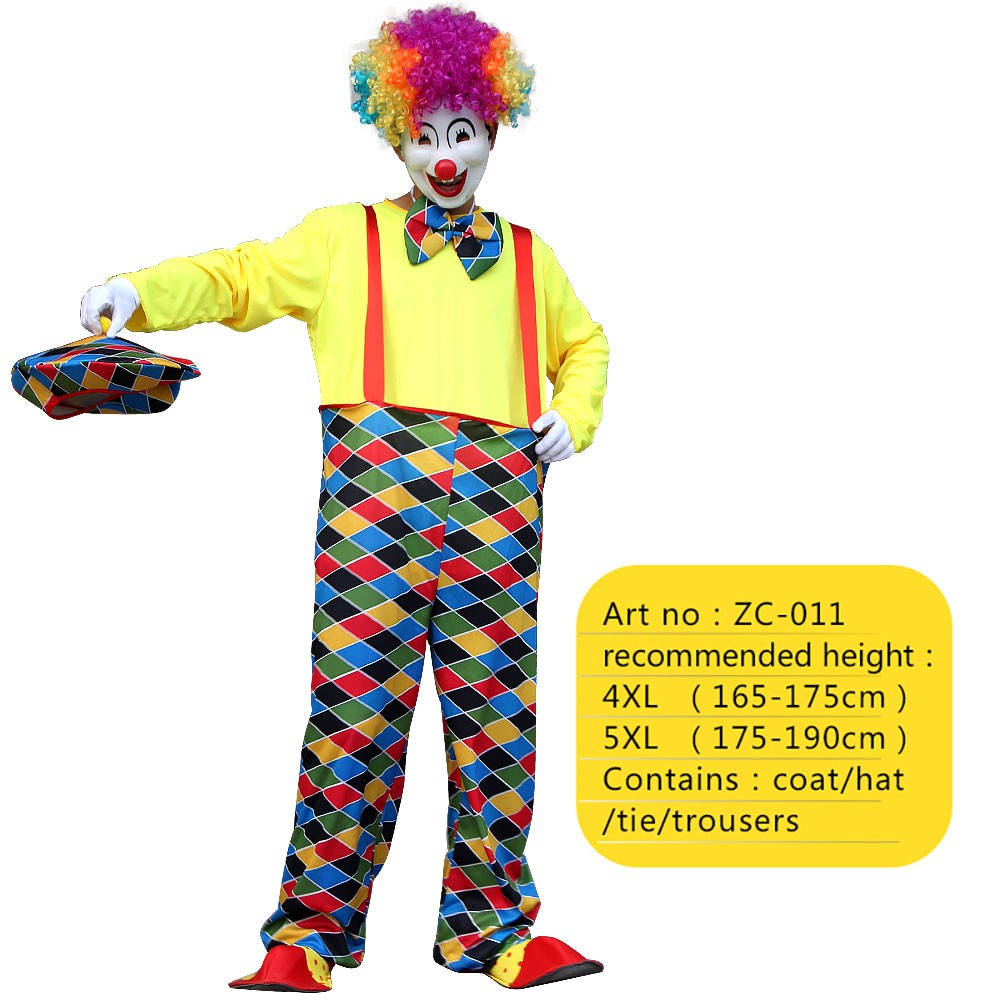 Adults Funny Clown  Costumes ,Joker Cosplay Suits for Men,Magician Performance Fancy Outfits?just Clothes,no Prop Wig/Mask/Shoes