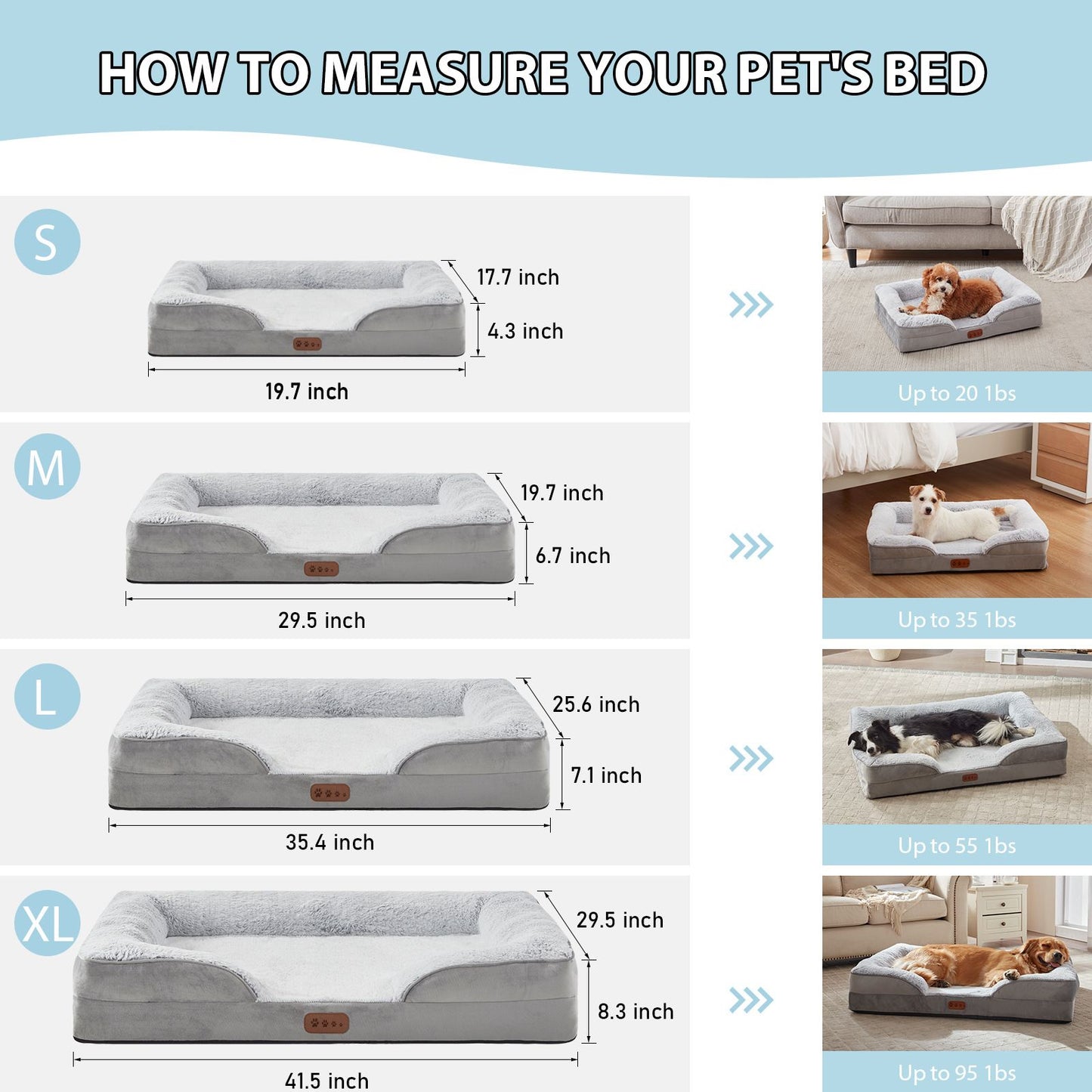 Tapete de dormir para cães de médio e grande porte Cama para cães quadrada Sofá para animais de estimação com espuma viscoelástica Almofada espessa e quente de inverno para cães Capa removível