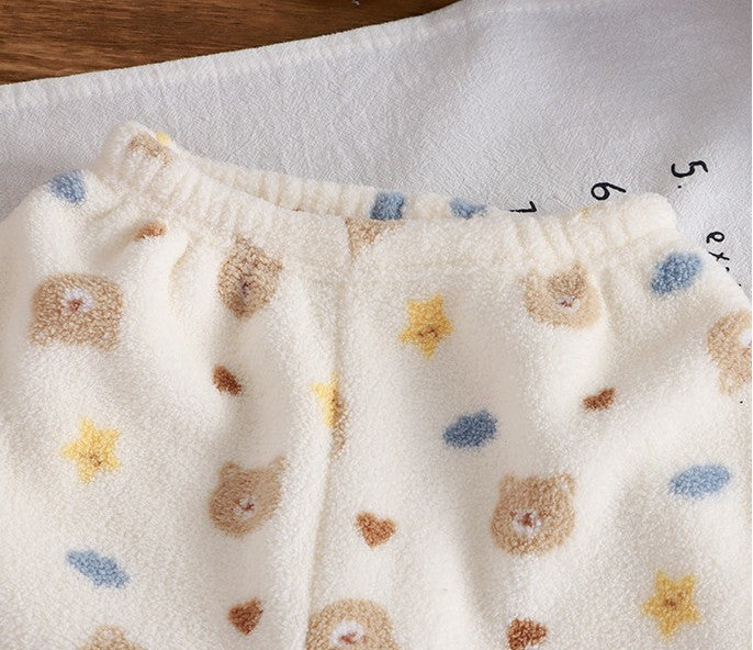 Autumn Winter Kids Thick Fleece Pajama Sets  Korean Cartoon Toddler Girls Fashion Plush Warm Outfits 1-4Y Boys Home Wear Suit