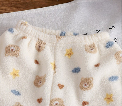 Autumn Winter Kids Thick Fleece Pajama Sets  Korean Cartoon Toddler Girls Fashion Plush Warm Outfits 1-4Y Boys Home Wear Suit