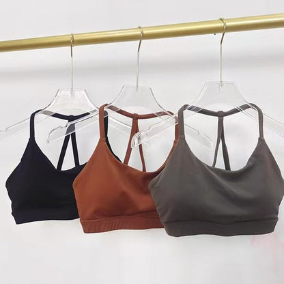 Beautiful Back Sports Underwear Women's Thin Shoulder Strap Hanging Neck Strap Naked Feel bra Yoga Bra Fitness Training Tank Top