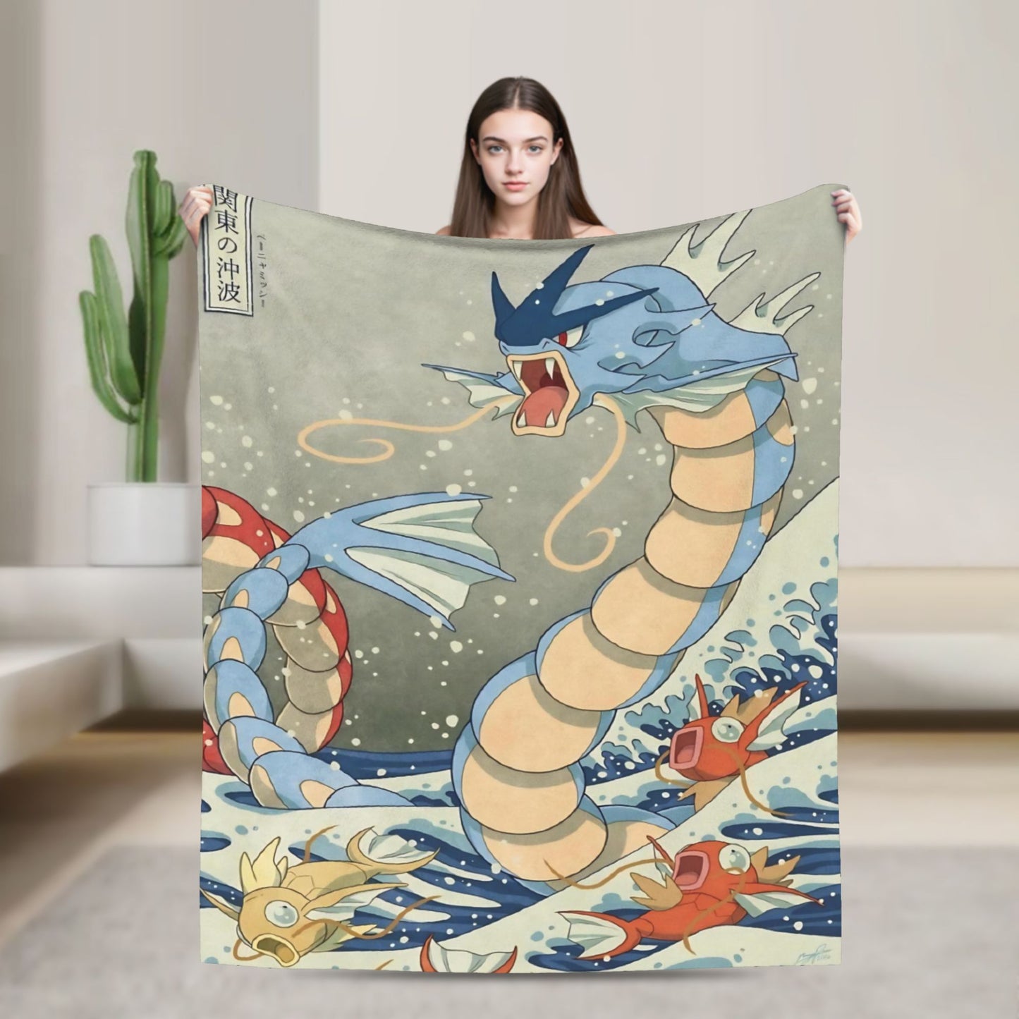 Pokemones Mudkip Wave Blanket Flannel All Season  Breathable Super Soft Throw Blanket for Home Couch Quilt