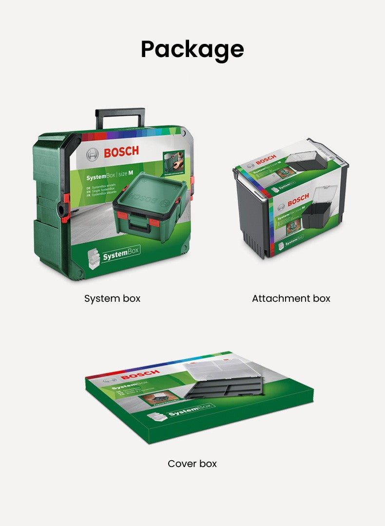 Caixa de Ferramentas Empilhável Bosch System Box Estojo de Ferramentas Multifuncional Empilhável Conjunto S e M Estojo de Transporte Sistema Caixa de Armazenamento
