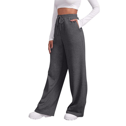 Women’s Fleece Lined Sweatpants Wide Straight Leg Pants Bottom Winter Warm Pants Daily Casual Jogger Sweatpants Sports Trousers