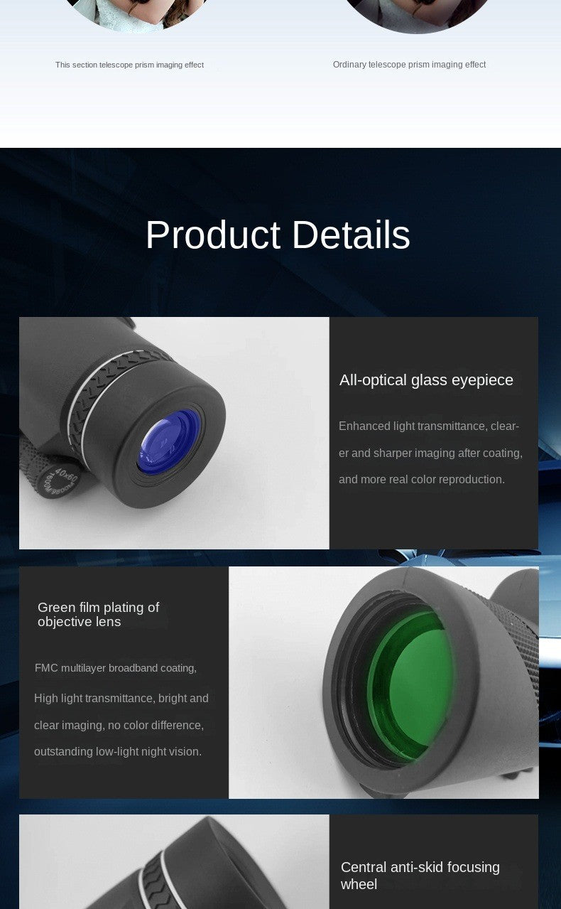 HD Single-Tube Telescope with Mobile Phone Connection for Photography And Videography