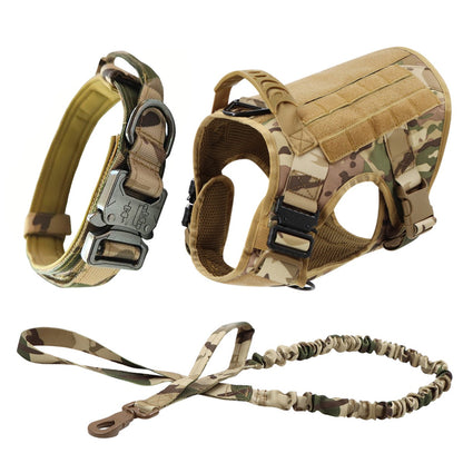 Coleira Peitoral Tática para Cães com Alça e Bolsas Molle para Cães de Porte Médio e Grande, Colete Militar de Treinamento para Pets, Coleira Ajustável para Cães de Serviço