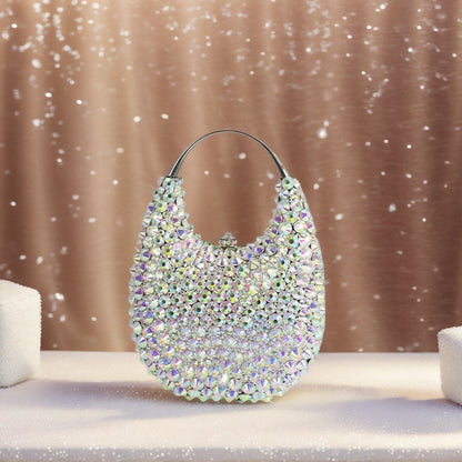 Luxury Women Rhinestone Evening Bag Dazzling Crystal Clutch Top Handle Purse Wedding Handbag for Cocktail Banquet