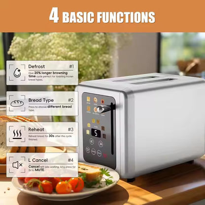 2 Slice Retro Stainless Steel Electric Toaster With Automatic Pop-up For Home Hotel Kitchen Bread Toaster Appliance